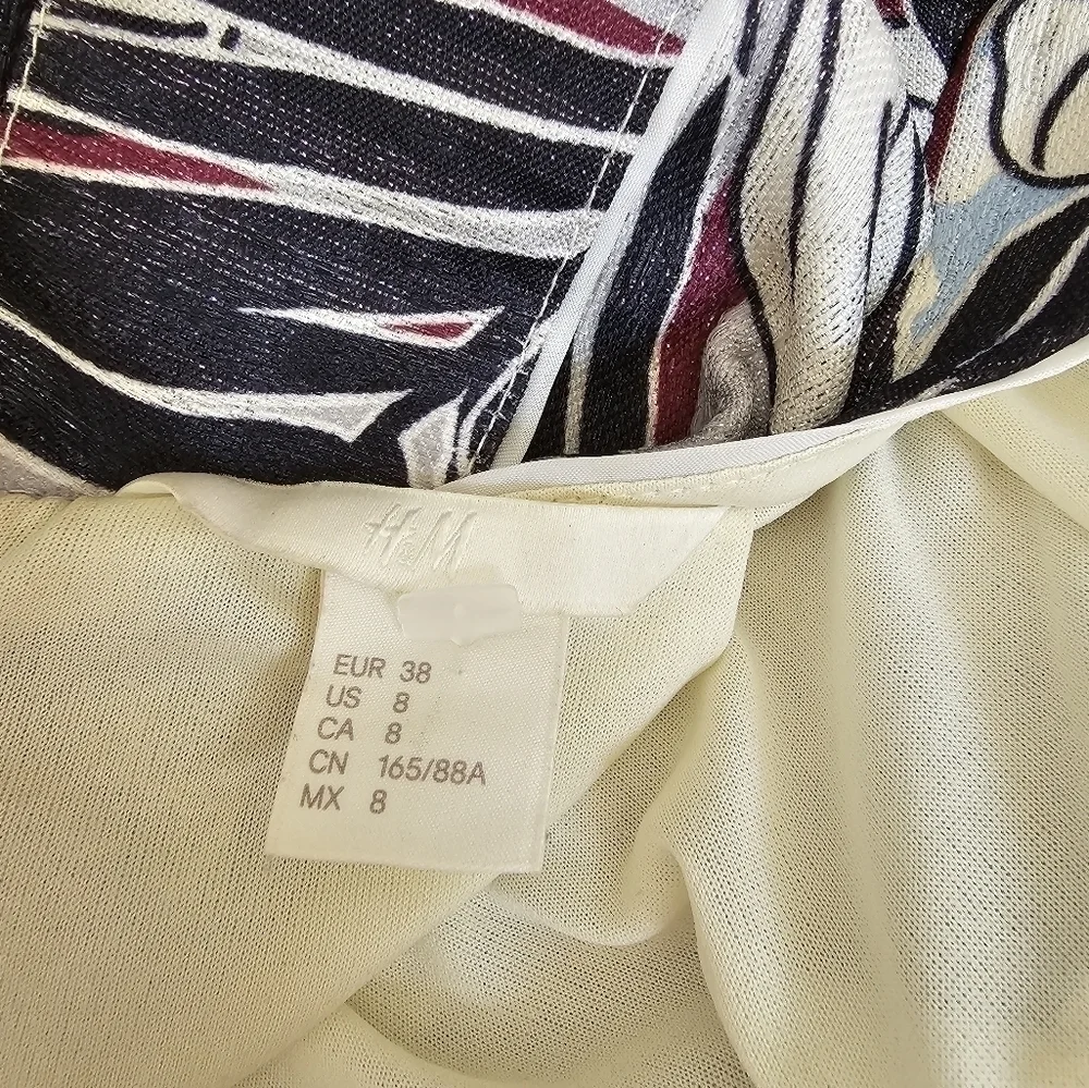 H&M colorful metallic palm leaf backless dress Sz. 8 - Picture 9 of 11